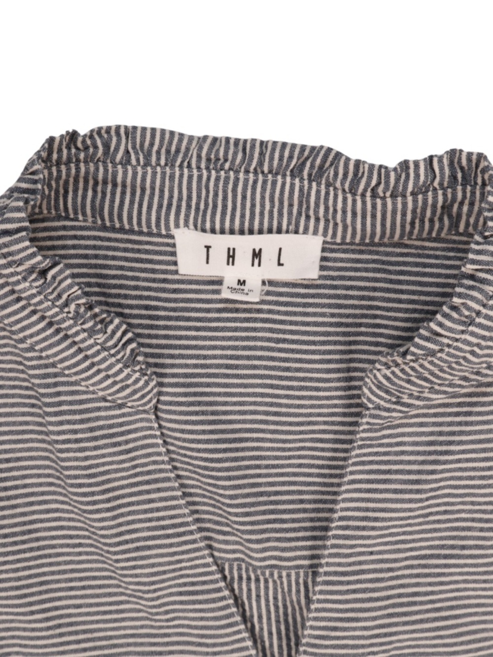 THML Striped Floral Balloon Sleeve Blouse Medium Boho Puff Sleeve Top - Picture 6 of 8